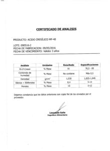 Acido Cresílico MF-40 - Lote 090516-2 001